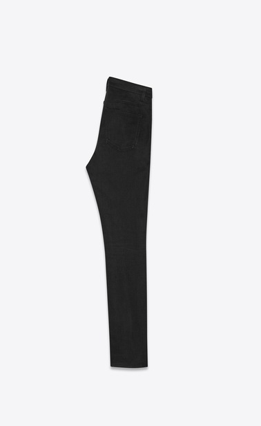 mid-rise skinny jeans in black stretch denim